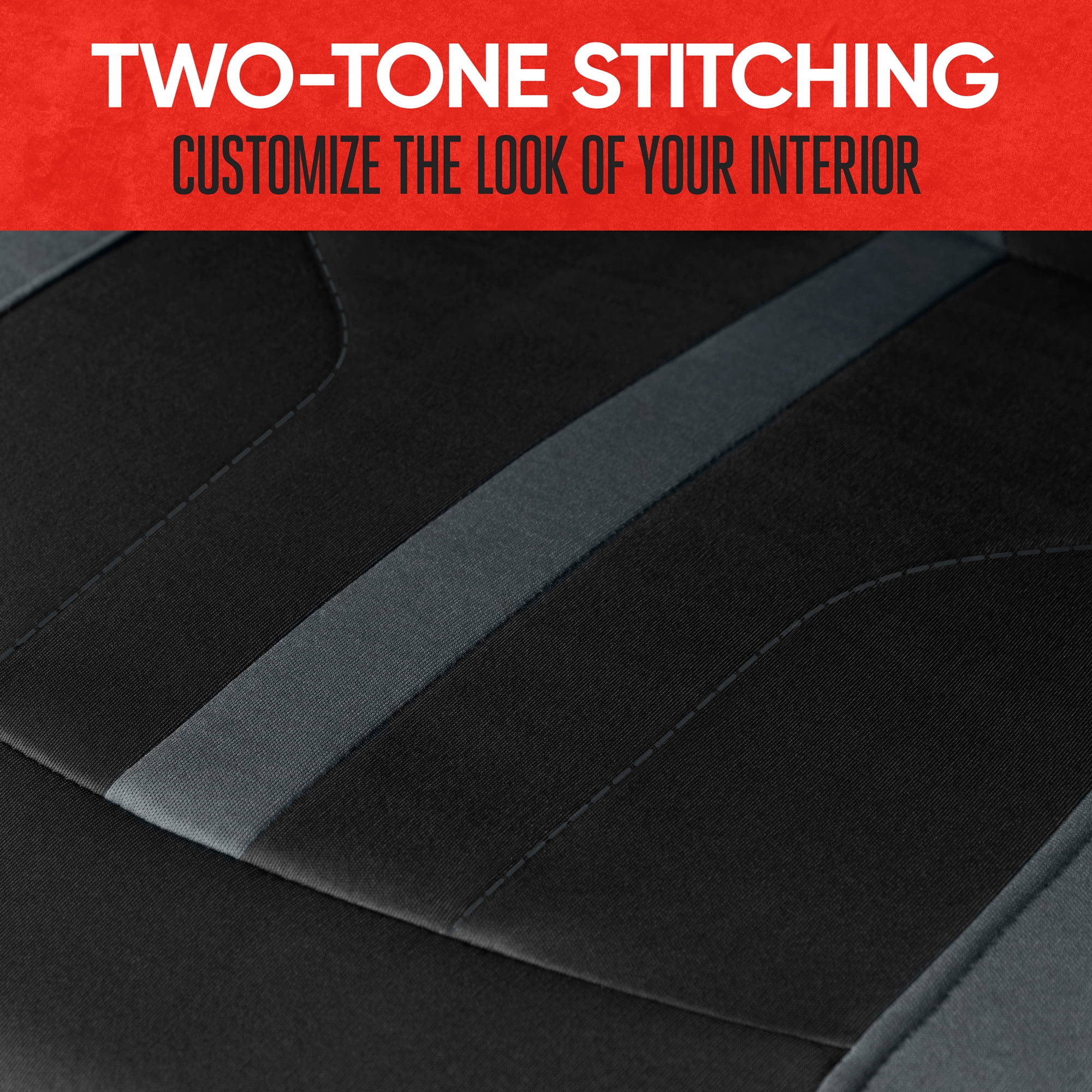 Motor Trend Straight-Line Performance Seat Covers for Car Truck Van SUV Auto - Polyester Seat Protector, Gray