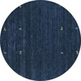 thumbnail image 1 of Ahgly Company Machine Washable Indoor Round Abstract Turquoise Blue Contemporary Area Rugs, 4' Round, 1 of 4