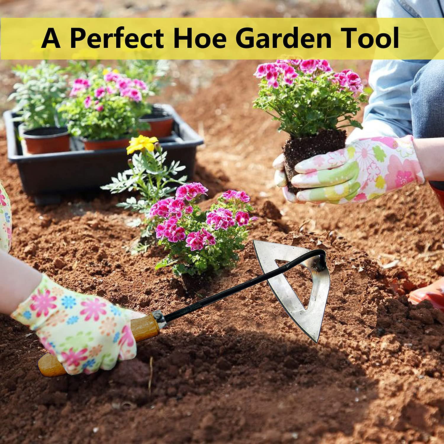 Gardening Tools Hand Hoe Shovel Weed Puller Accessories Sharp Durable Gardening Gifts for Women Hoe Garden Tool Traditional Manganese Steel Quenching Forging Process 