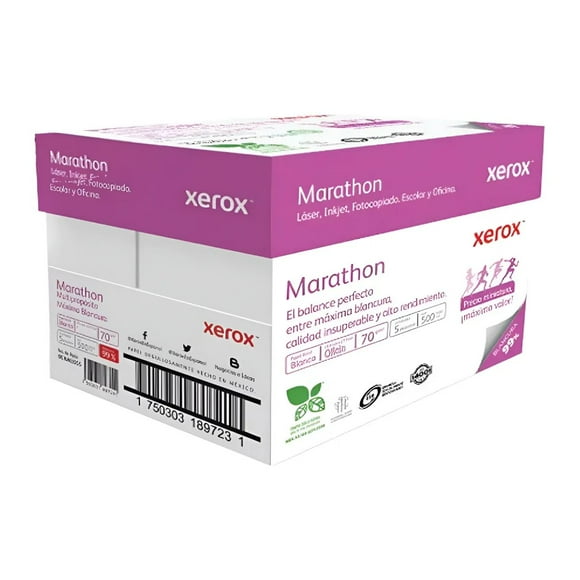 Caja Papel Xerox Marathon Tamaño Oficio 5000 Hojas Blancas Blanco