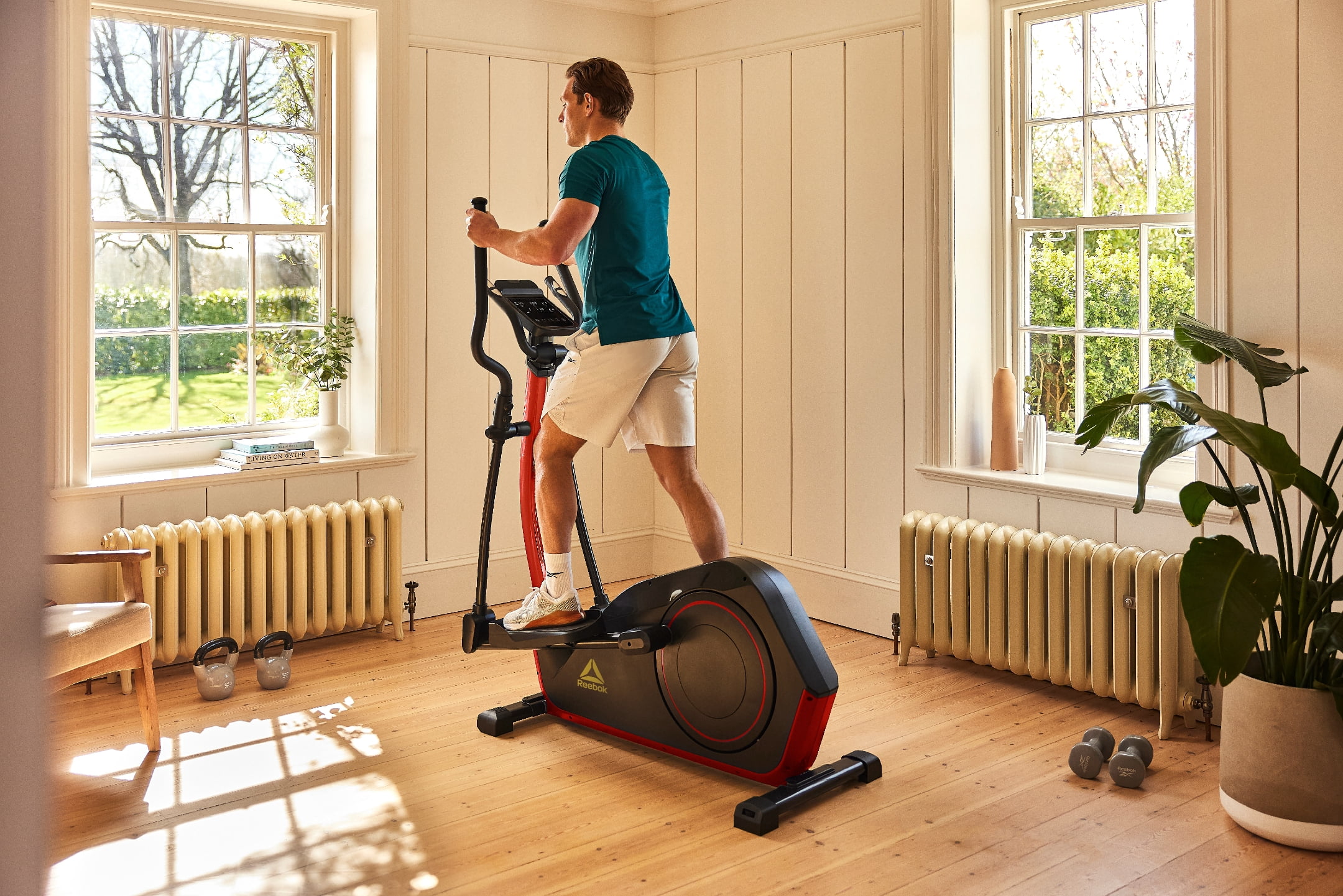 Reebok FR30 Home Elliptical Cross Trainer, Red, Cardio Exercise, Bluetooth, 32 Electronic Resistance Levels