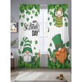 thumbnail image 2 of St. Patrick's Day Sheer Curtains 108 Inch Length 2 Panels Set Window Treatments, Spring Green Gnomes Leaves Clovers Rod Pocket Semi Curtains for Living Room/Bedroom/Kitchen Décor, 104"W x 108"L, 2 of 7