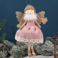 thumbnail image 5 of Xmas Tree Angel Ornaments Pink Girl with Dress Wing Standing Tree Top Angel Sparkle Plush Doll Pendant for Tree Decoration, 5 of 5