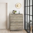 5Tier Wood Lift Top Dresser Drawer Chest with Inside Mirror, Gray