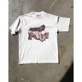 thumbnail image 1 of T-shirt Rétro Bleu à Motif Gothique Imprimé Mode Hip Hop Street Y2K Grande Taille Col Rond Manches Courtes Femme Couple Couple Haut, 1 of 7