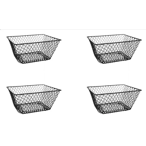 Black Rectangle Wire Basket 4 Pack - Versatile Metal Wire Baskets Centerpieces Floral Arrangements Decor Gifts Storage Crafts Classroom School Office Garden