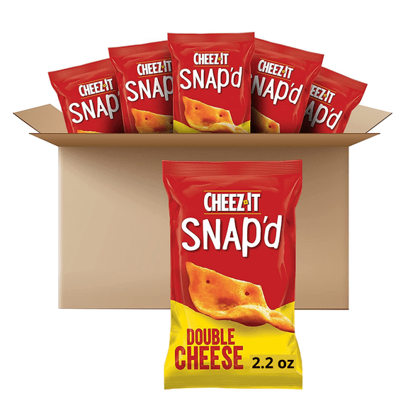 Cheez-It Snap'd Cheese Crisps, Cheesy Baked Snacks, Lunch Snacks, Double Cheese, 2.2oz Pouch (6 Pouches)