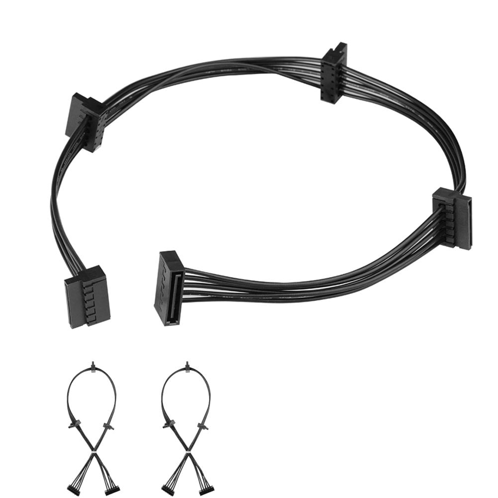 HRTGFD-(2 Pack 15 Pin SATA to 4 SATA Power Splitter Extension Cable, Female to Male, 20 inch