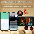 thumbnail image 3 of Digital Clock Alarm WiFi Clock, Extra Large Letters, Temperature & Humidity, Calendar, Week,B, 3 of 7