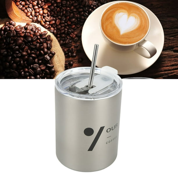Taza De Café De Acero Inoxidable, Cubierta Superior Transparente Con Solapa Superior Para Taza De Café De Acero Inoxidable De 12 Oz Para Conferencias