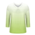 thumbnail image 3 of T-Shirts for Women 3/4 Sleeve V-Neck Solid Gradient Base Top Three Quarter Shirt Tee, 3 of 7