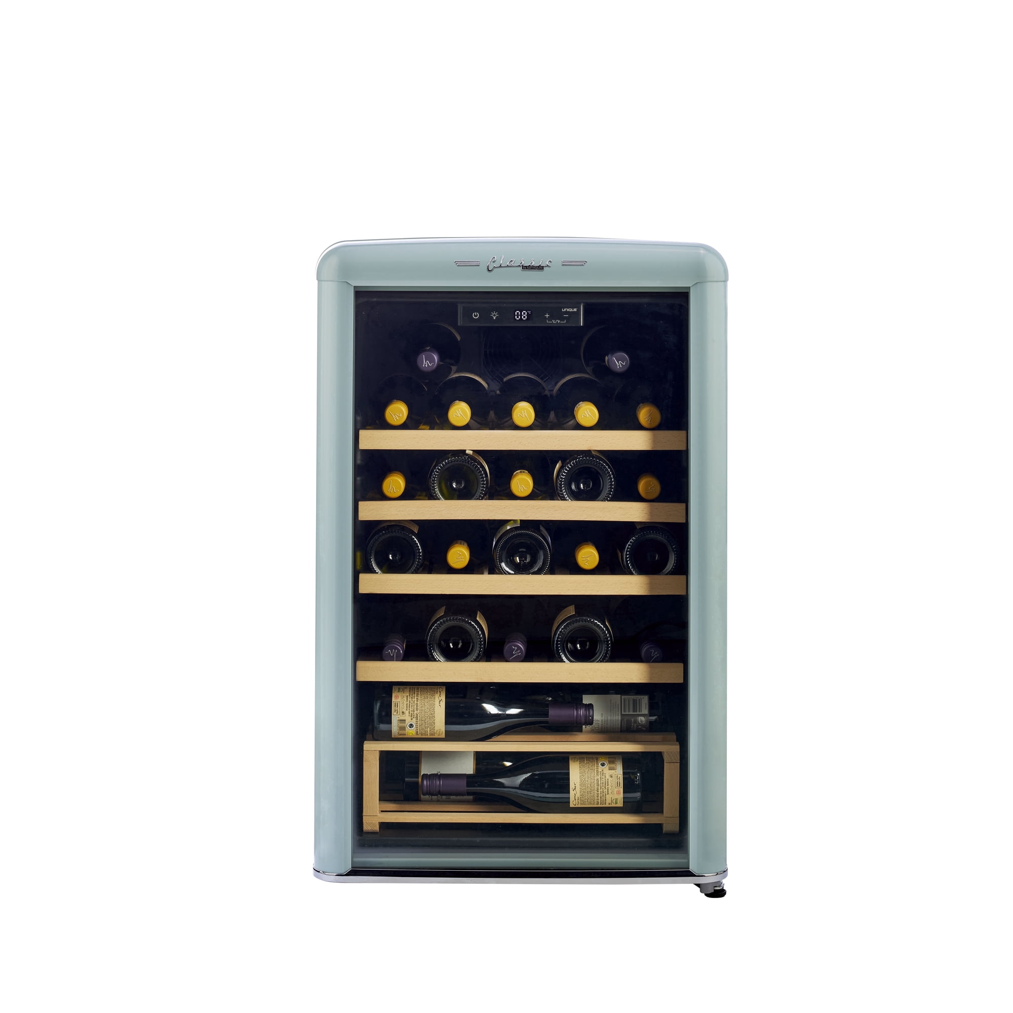 Unique Appliances Classic Retro 21" 28-Bottle Single Zone Wine Cooler, Ocean Mist Turquoise