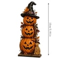 thumbnail image 3 of Ghost Pumpkin Wooden Decor, Halloween Tabletop Decorations with Haunted House Design, Cute Spooky Shelf Mantel Cabinet Dining Table Accent, 3 of 6