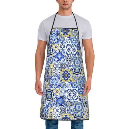 

Wukai Watercolor Artwork Print Aprons Adjustable Bib Aprons Cooking Kitchen Chef Apron for Women and Men