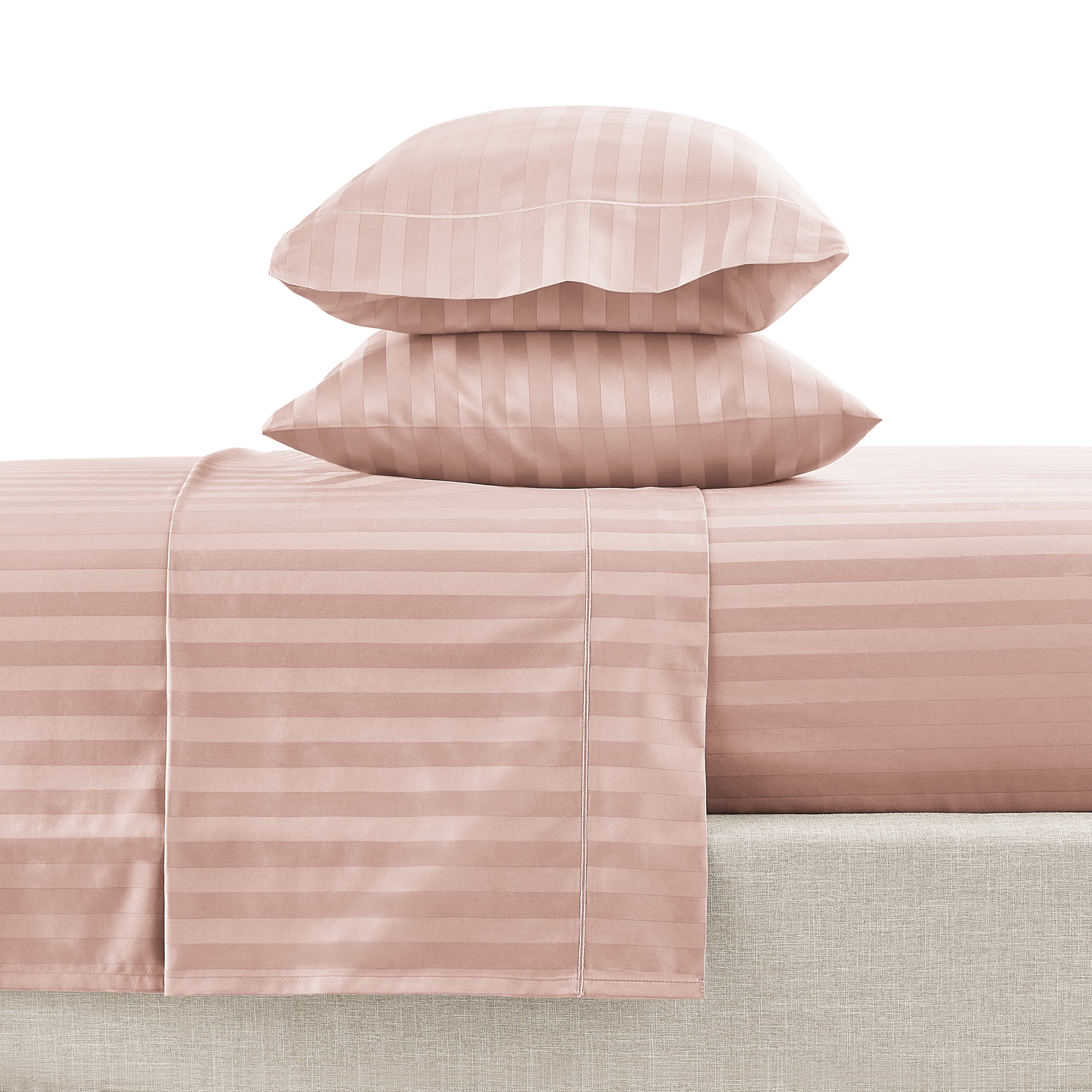 Hotel Style 4-Piece 600 Thread Count Rose Stripe Egyptian Cotton Adult Bed Sheets, Full-Deep Pocket