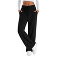 thumbnail image 5 of zaveiop Womens Ribbed Wide Leg Lounge Pants with Pockets Casual Relaxed Comfy Loose Soft Knit Pajama Pants with Drawstring (Black, XXL), 5 of 8