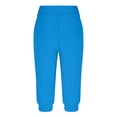 thumbnail image 4 of Fengqque Women's Solid Color Fashion Casual Elastic Waist Slim Fit Capri Pants Sweatpants with Pockets Sky Blue-A 8(L), 4 of 7