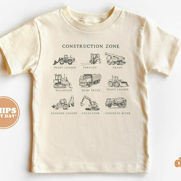 Toddler T-Shirt - Construction Zone Kids Retro Tshirt - Retro TODDLER SHORT SLEEVE TEE BELLA CANVAS 3001T