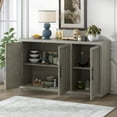 thumbnail image 2 of Buffet Cabinet, Atumon Accent Cabinet with 3 Doors, Farmhouse Buffet Cabinet with Adjustable Shelves, Wood Cabinet Furniture for Kitchen Dining Room Living Room, 60"L x 15.7"W x 34.3"H, Gray, 2 of 10
