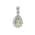 thumbnail image 4 of Sterling Silver Rhodium-Plated Peridot Pendant, Pear-Shaped with Round Accents, 4 of 6