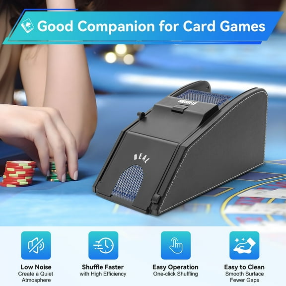 110v Automatic Card Shuffler Electric Automatic Shuffle Machine, Casino Card Shufflers Portable Card Dealer Machine Electric Shuffle Tool for Paper Cards Plastic Cards
