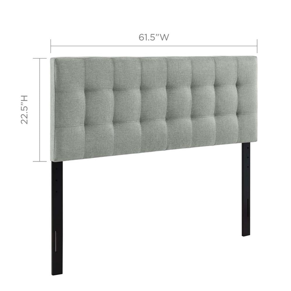 Modern Fabric Queen Tufted Panel Headboard in Gray