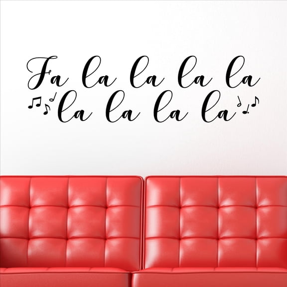 Fa la la la la la la la la with Music Notes Christmas Song Decals Vinyl Lettering wall decal Size: 12.5"H x 45"L - Color: Black