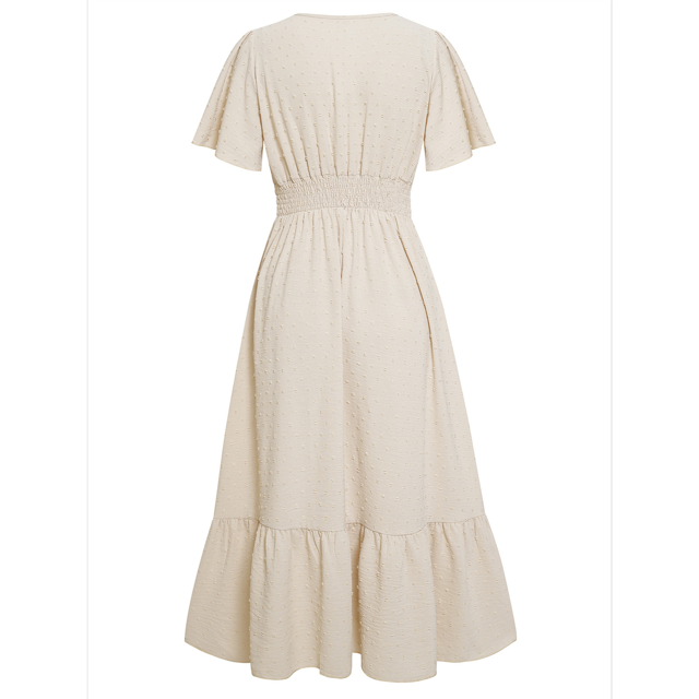 Robe d'Été pour Femme à Col en V 2025, Manches à Volants, Pois, Bohème, Fluide, Plage, Longue, Maxi, Cocktail