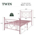 thumbnail image 4 of Amolife Twin Size Metal Platform Bed Frame with Vintage Cross Pattern Headboard&Footboard, Pink, 4 of 10