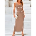 thumbnail image 4 of Faithtur Robe Longue Moulante pour Femmes, Patchwork, Sans Manches, Robe Camisole, Été, Dos Nu, Fente, Robe de Soirée, 4 of 7