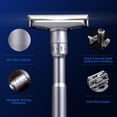 thumbnail image 4 of Adjustable Sharpness Manual Razor Set - Silver Shaving Tool with 1 Beard Shaver and 5 Replacement Blades, Durable & Portable Design for Personalized, Smooth Shaving on-the-Go, Suitable for All Facial, 4 of 6