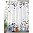 thumbnail image 2 of Fsddascl Thanksgiving Fall Shower Curtain Set - Extra Long 72" x 96" Washable Bathtub Curtain with 12 Hooks, Blue White Pumpkin Eucalyptus Autumn Waterproof Fabric Stall Shower Curtains for Bathroom, 2 of 6