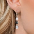 thumbnail image 3 of Gem Stone King 925 Sterling Silver White Moissanite 3 Stone Dangle Earrings for Women (6.00 Cttw, Gemstone Birthstone, Oval 8X6MM, 7X5MM and 6X4MM), 3 of 6