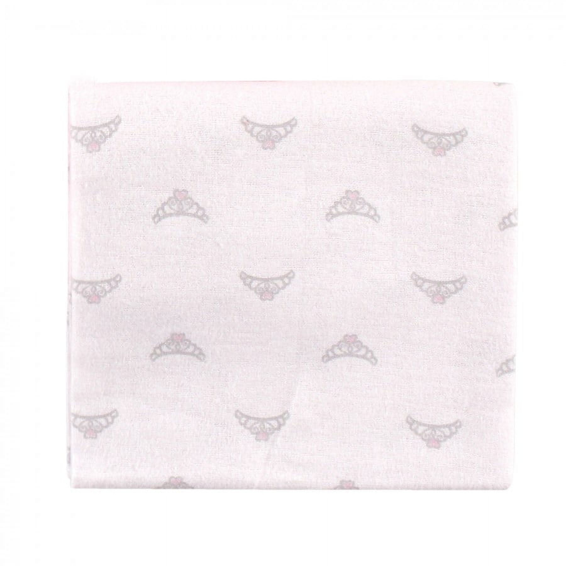 Luvable Friends Baby Girl Cotton Flannel Receiving Blankets, Tiara 7-Pack, One Size