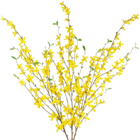 3 Pcs Artificial Forsythia Flower Branches Artificial Flowers Yellow Silk Long Stem 39.4 Inch Fake Jasmine Spring Flowers Artificial Orchids for Wedding Floral Arrangement Party Table Decor