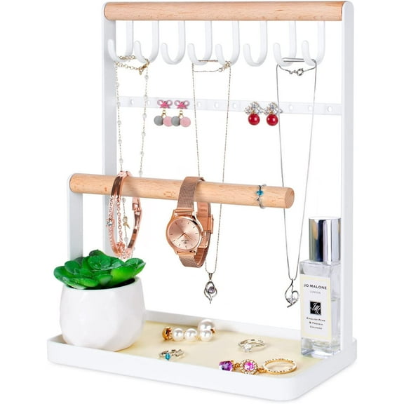 DILIBRA 4 Tier Jewelry Organizer Stand, Free Assembly Jewelry Holder Storage for Earring Necklace Ring
