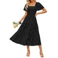 thumbnail image 1 of Vestido ZESICA para mujer, estilo bohemio, floral, playa, negro, talla L, 1 of 7
