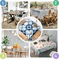 thumbnail image 4 of Blue White Tie Dye Mandala Pattern Square Tablecloth,Waterproof Square Table Cover,Wipeable Spillproof Washable Table Cover for Home Kitchen Party Decor 60"x60"(152x152cm), 4 of 6