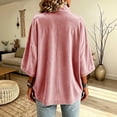 thumbnail image 4 of GZMOALH Women's Velvet Quarter Zip Top, Mock Neck 3/4 Sleeve Loose Fit Casual Pullover Sweatshirt, 4 of 5
