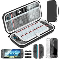 2025 Upgraded Switch 2 Accessories Kit - Portable Carrying Travel Case with 12 Game Slots, Protective Cover, HD Screen Protector & 6 Thumb Grips (Black)