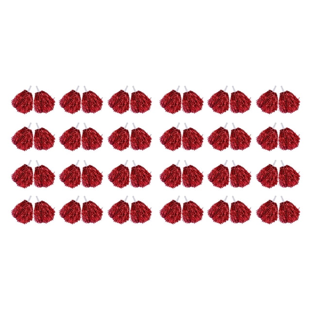 48 Pcs Pompons de Cheerleading en Feuille Métallique avec Poignée en Plastique pour Adultes Enfants Cheerleaders Fête Rouge