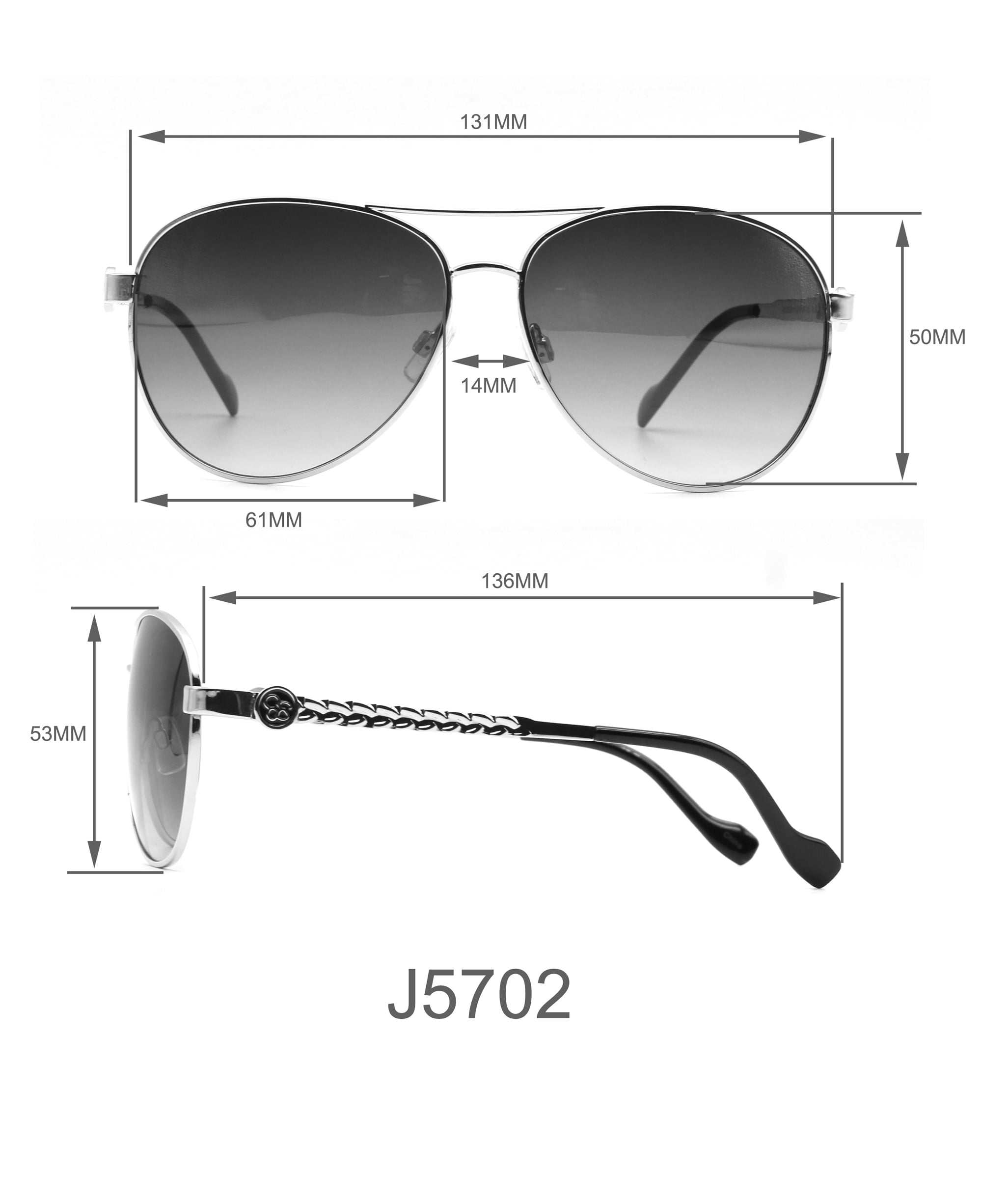 Jessica Simpson J5702 Metal UV400 Protective Aviator Sunglasses for Women.  Glam Gifts for Her, 61 mm