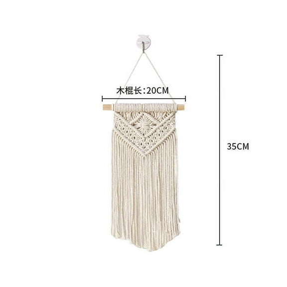 Nvzi-c Macrame Wall Hanging Art Woven Boho Home Decor, Geometric Beautiful Yarn Tapestry Wall Decor for Bedroom, Apartment, Dorm Decoration, Gift for Teen Girl Mom, 7.9" W x 13.8" L，B