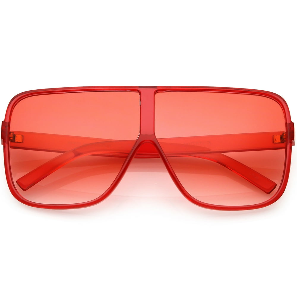 sunglass.la Oversize Translucent Square Sunglasses Flat Top Color