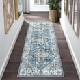 thumbnail image 3 of Yesfashion Carpets Area Rugs Washable 2*6 Long Runner Rug Non-Slip Bedsides Rug Runner Vintage Rug Soft Floral Print Rug Indoor Rug for Hallway Laundry,Blue blue 2*6ft, 3 of 7