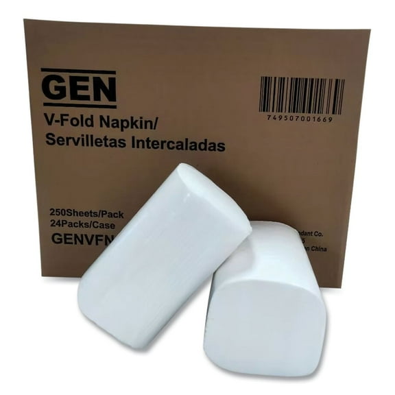 GEN GENVFN60002V 6.5 in. x 8.3 in. Premium V-Fold Napkins - White (250/Pack, 24 Packs/Carton)