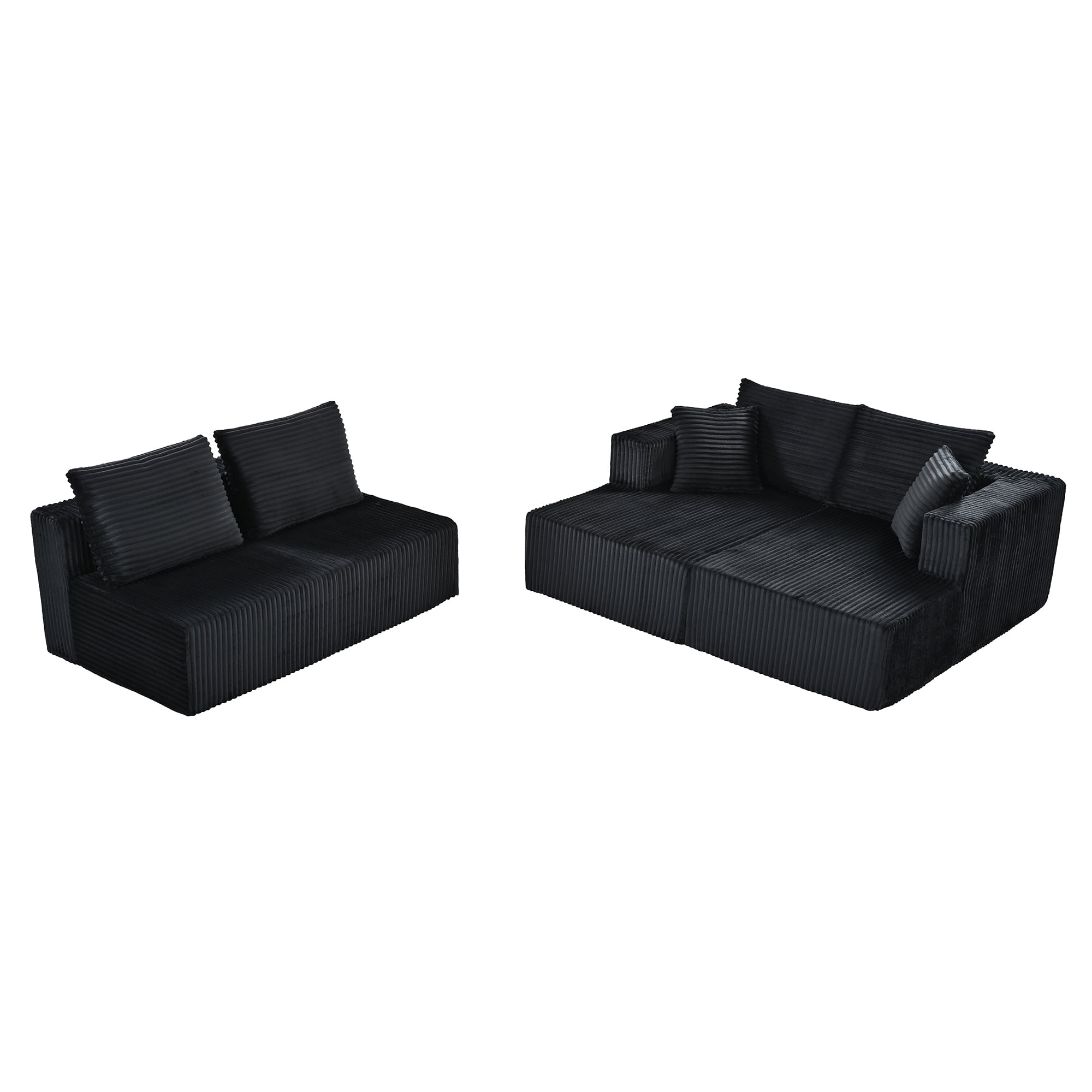 Leumius 132" U Shaped Cloud Couch Sectional Sofa,Modular Sectional Sofa with Double Chaise,Oversized Deep Seat Boneless Couch for Living Room,No Assembly Required,Black