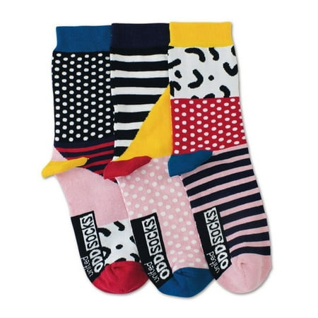 

United Oddsocks Trio Adele Mis-matched Pink Red Spots Stripe US 7-12 Women Socks