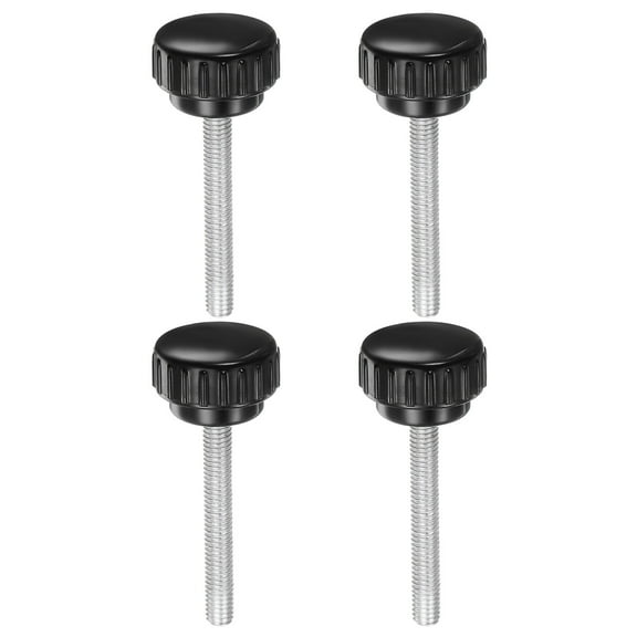 Uxcell 4 Pieces Knurled Clamping Knobs M6 x 45mm Zinc Plated Carbon Steel Threaded Stud 30mm Head Thumb Screws