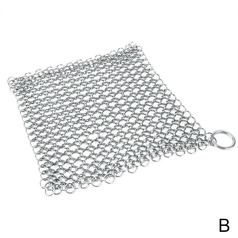 The Ringer Stainless Steel Chainmail Cast Iron Skillet Cleaner 7x7